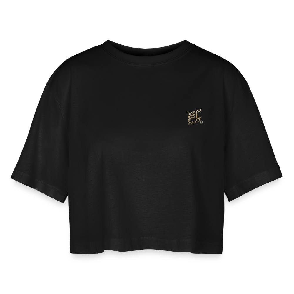 T-Shirt Femme Oversized Cropped FL-Fit – Confort et Style Décontracté - noir