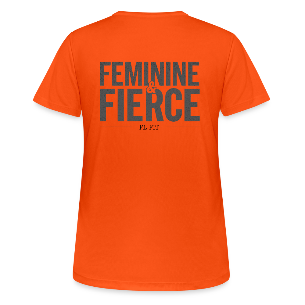 T-shirt Respirant Femme – Feminine & Fierce – FL-Fit - orange néon