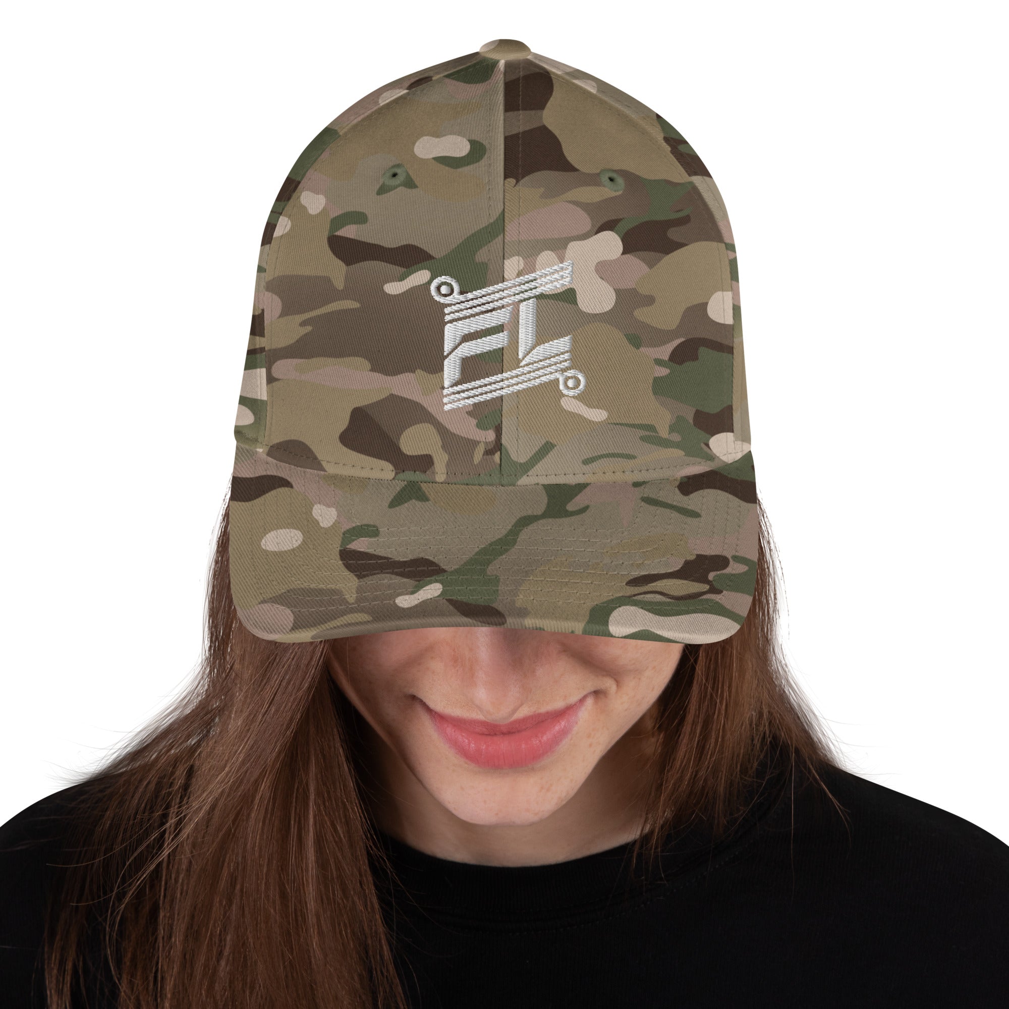 FL-FIT Casquette Billie — unisexe, Camouflage, face, logo blanc brodé