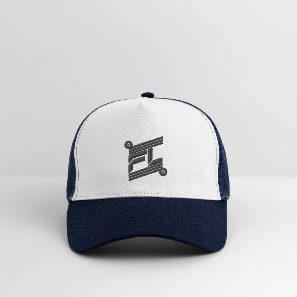 Casquette Trucker - blanc/marine avec logo brodée gris