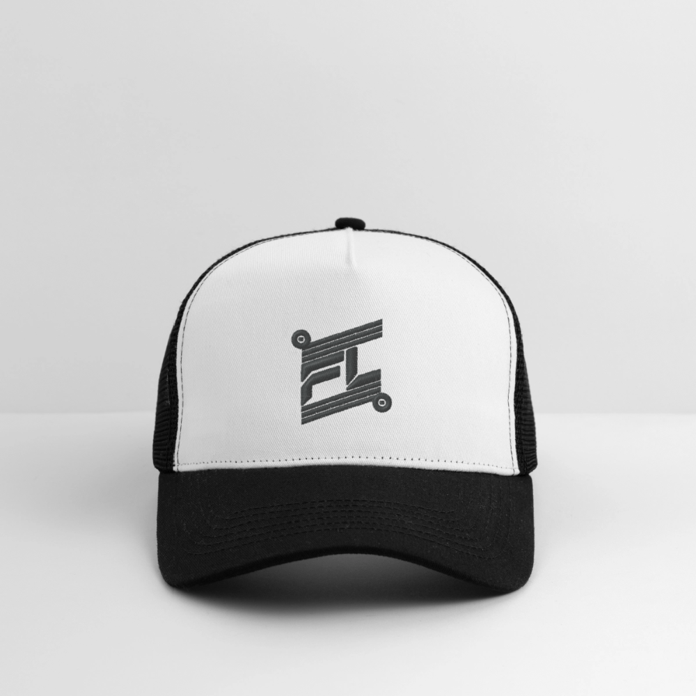 Casquette Trucker - blanc/noir avec logo FL brodée gris