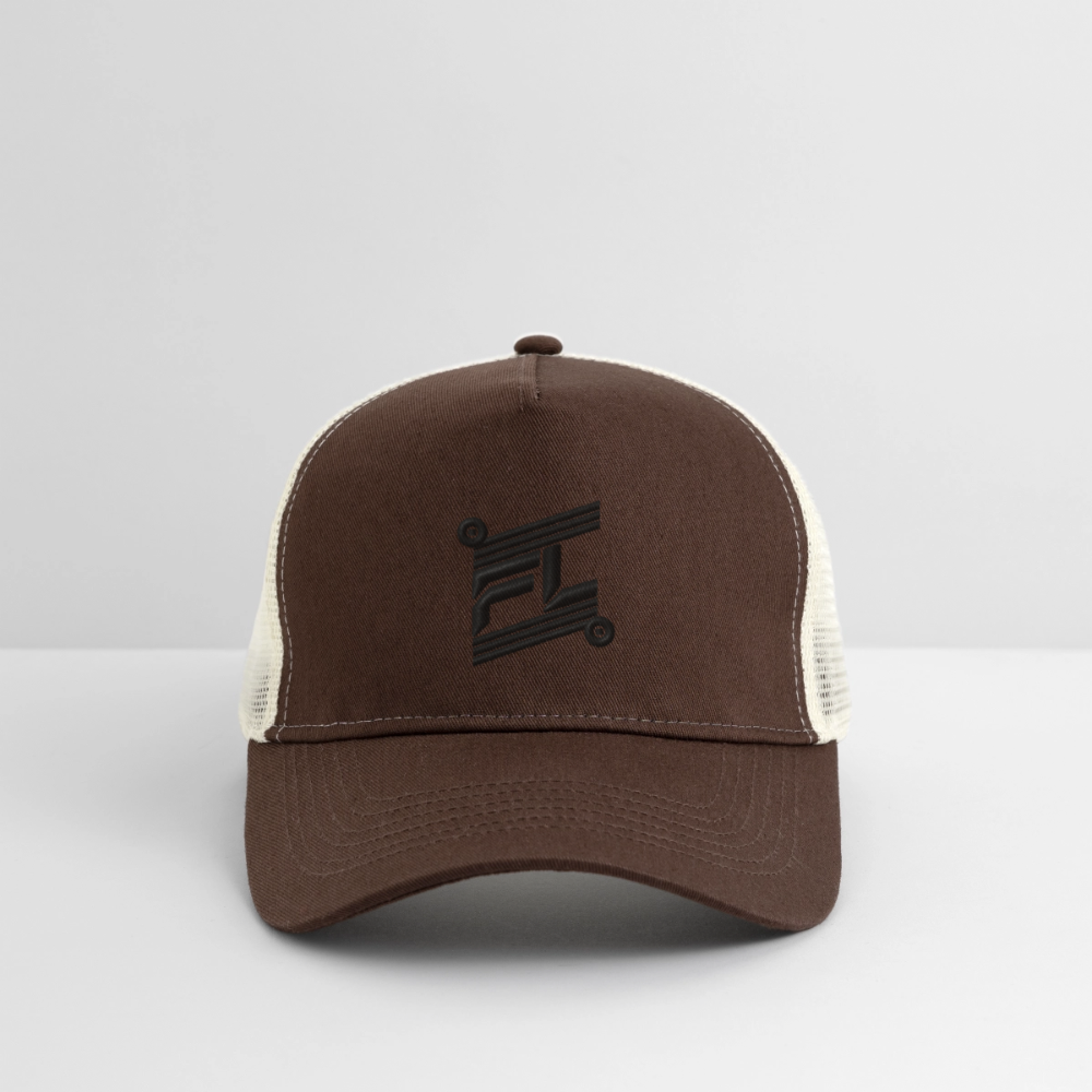 Casquette Trucker - marron beige avec logo brodée gris