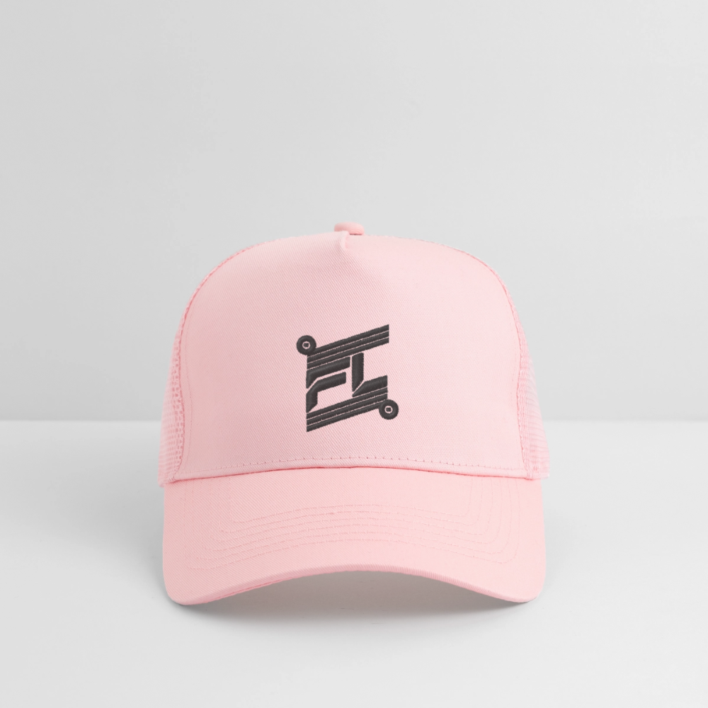 Casquette Trucker - rose pâle avec logo brodée gris