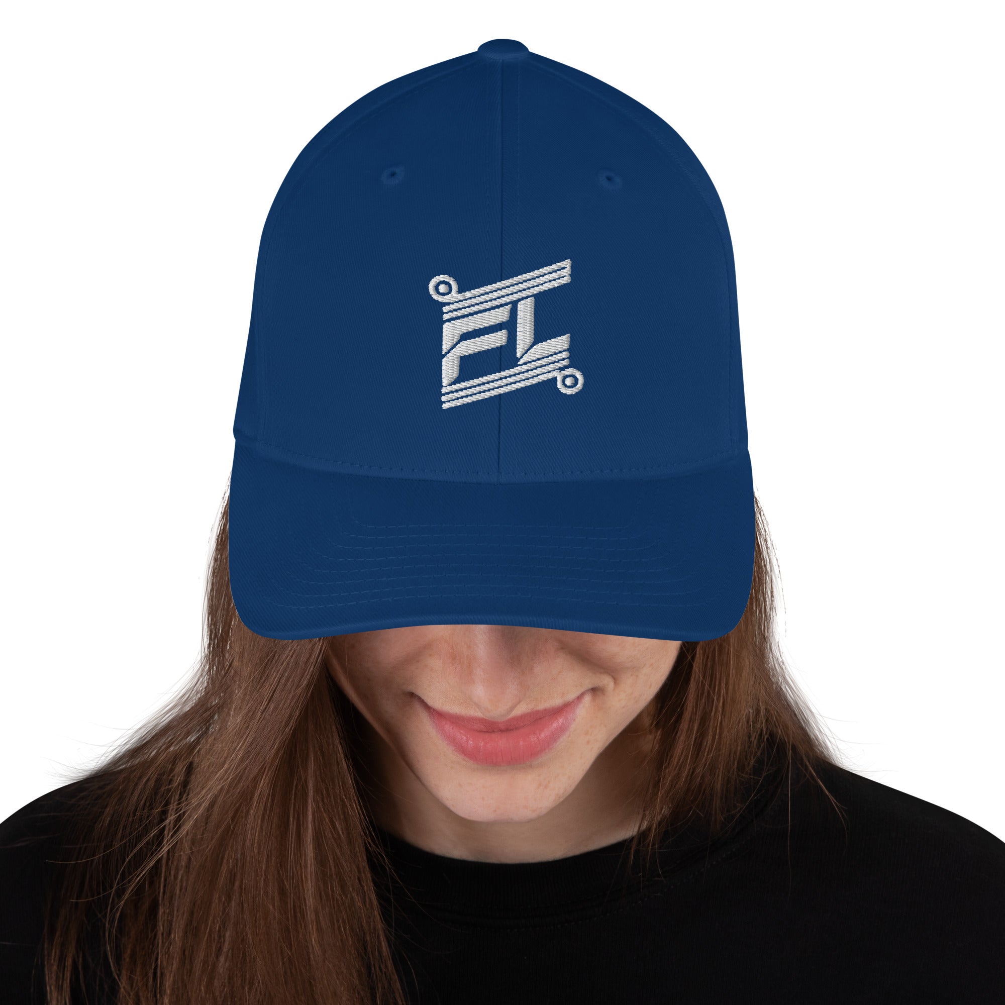 FL-FIT Casquette Billie — unisexe, bleu roi, face, logo FL blanc brodé