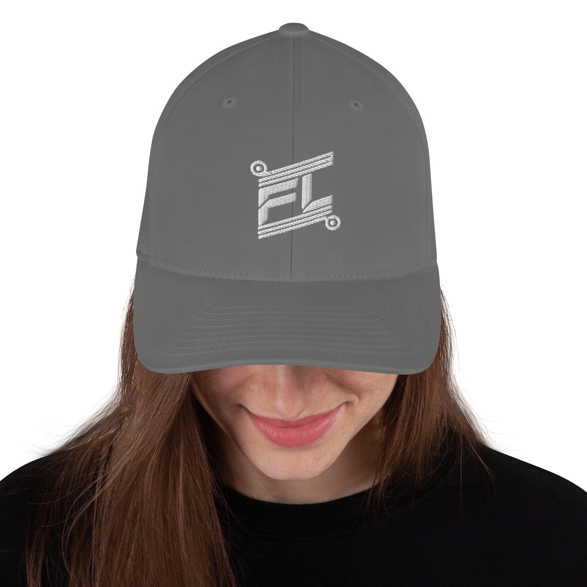 FL-FIT Casquette Billie — unisexe, gris foncé, face, logo FL blanc brodé