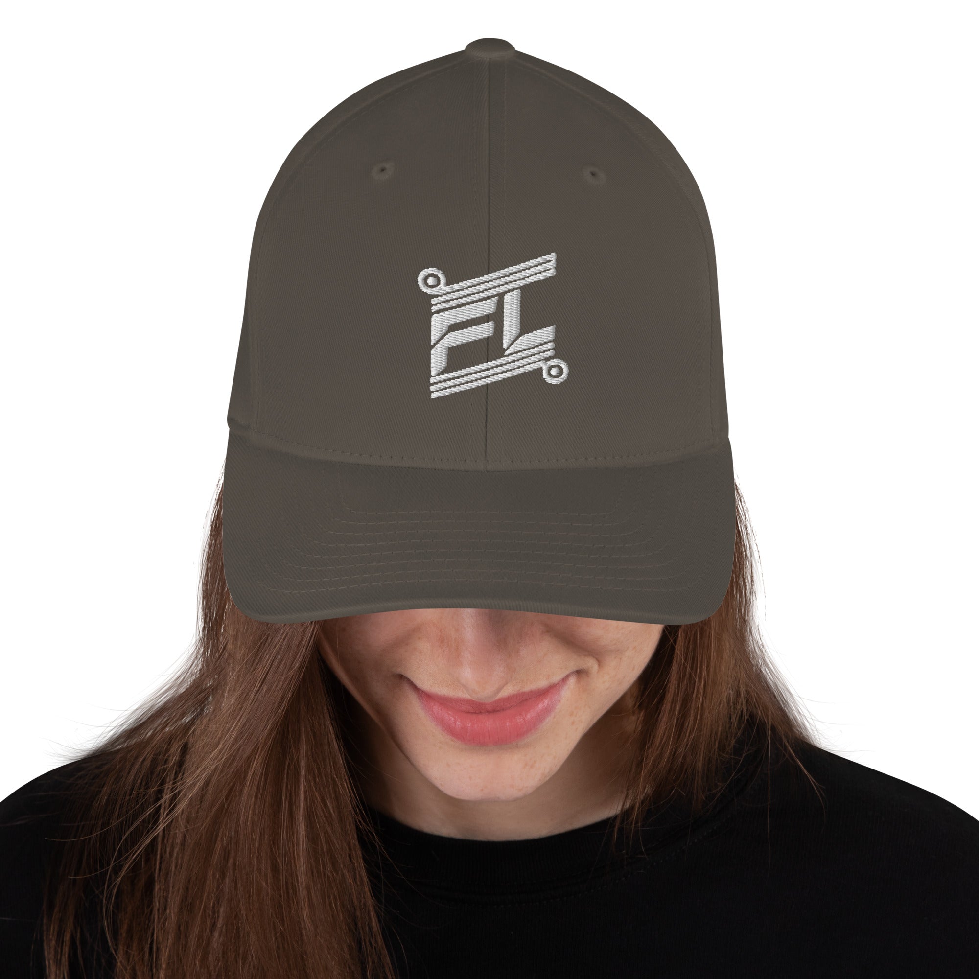 FL-FIT Casquette Billie — unisexe, gris foncé, face, logo FL blanc brodé