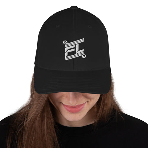 FL-FIT Casquette Billie — unisexe, noir, face, logo FL blanc brodé
