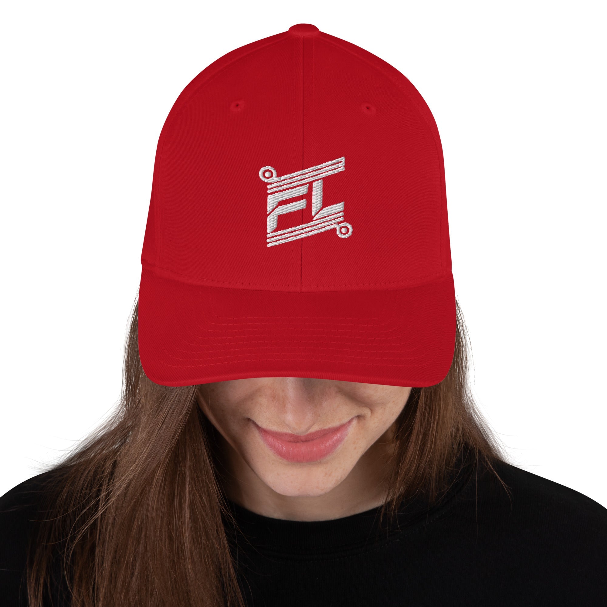 FL-FIT Casquette Billie — unisexe, rouge, face, logo FL blanc brodé