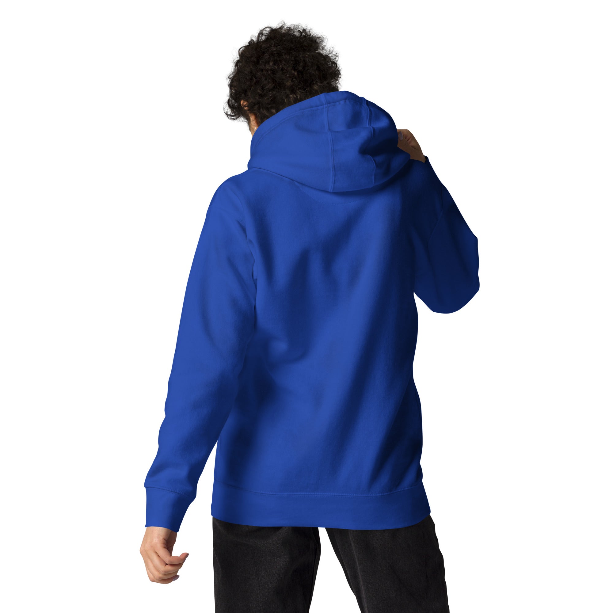 FL-FIT Hoodie — femme, bleu, dos uni, capuche à enfiler, coupe classique
