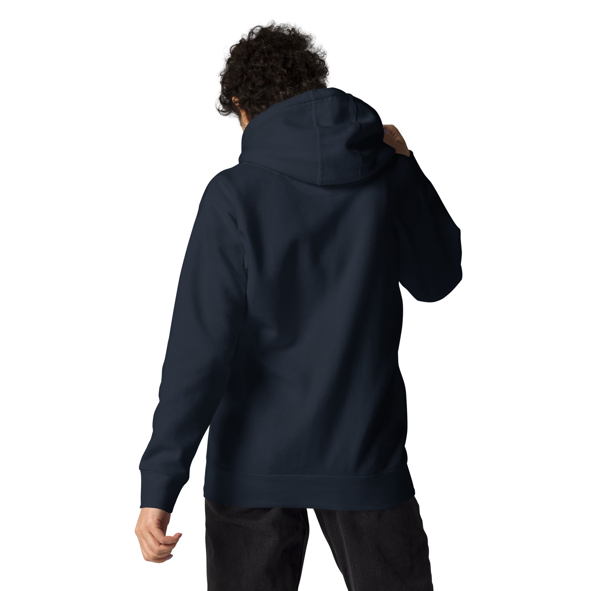 FL-FIT Hoodie — femme, bleu foncé, dos uni, capuche à enfiler, coupe classique, sans logo
