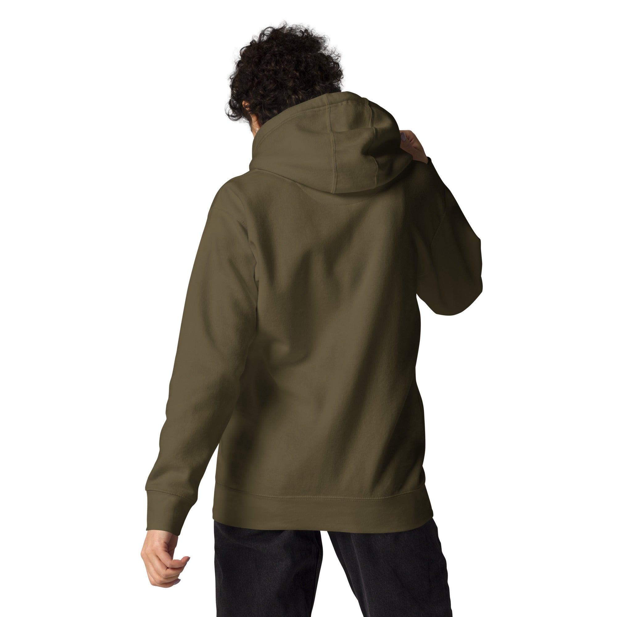 FL-FIT Hoodie — femme, vert kaki, dos uni, capuche à enfiler, coupe classique
