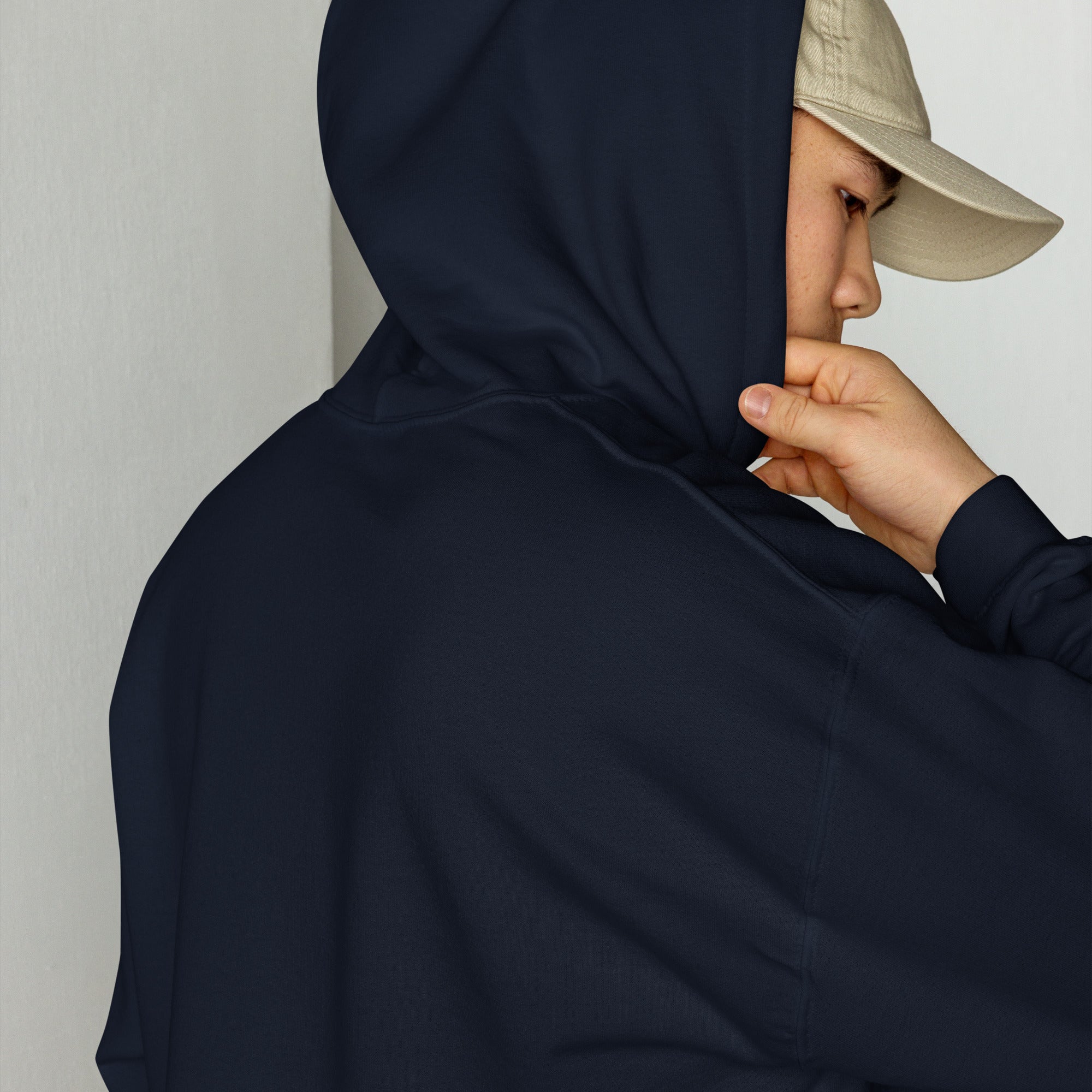 FL-FIT Hoodie — homme, bleu marine, dos uni, capuche à enfiler, coupe classique