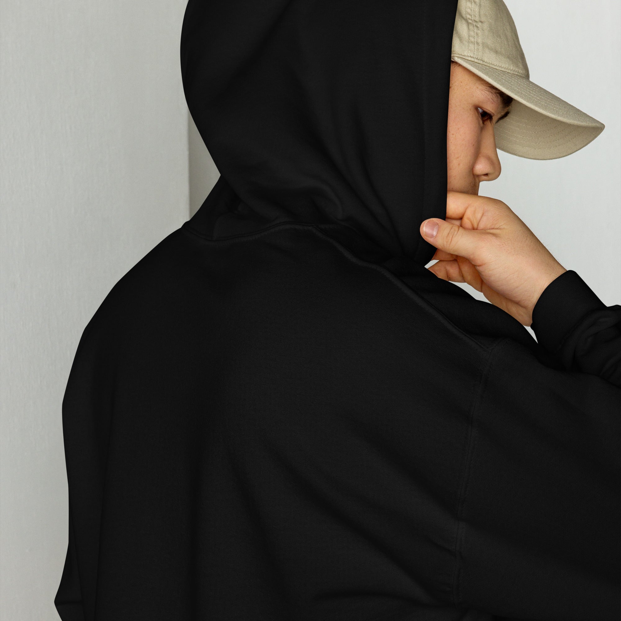 FL-FIT Hoodie — homme, noir, dos uni, capuche à enfiler, coupe classique