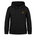 Sweat à capuche femme FL-FIT charbon vue de face à plat, coupe confort, capuche doublée, logo FL-FIT orange brodé sur la poitrine gauche, fond blanc
