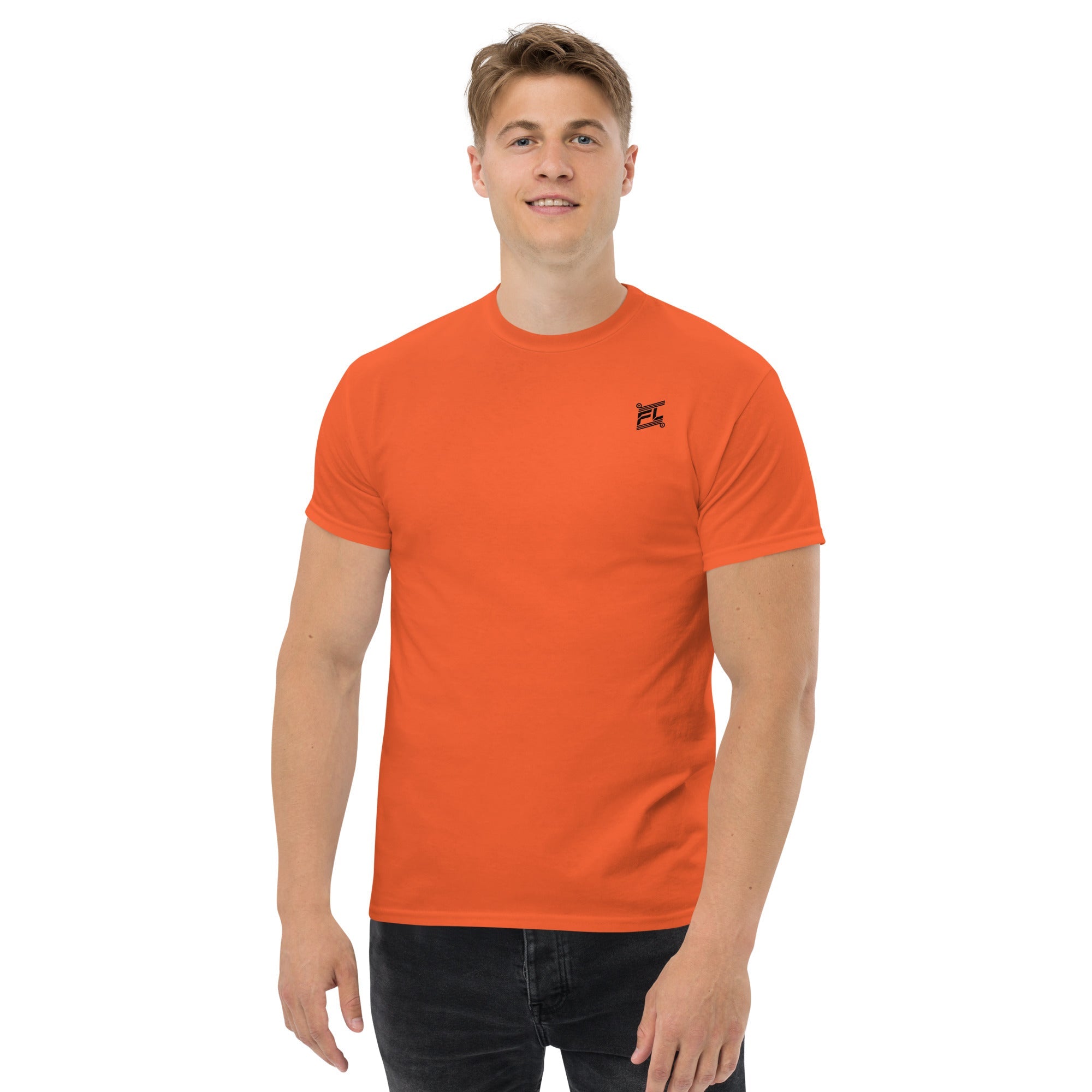 FL-FIT T-shirt classique — homme, orange, face avant, collection E-book sport, coupe régulière, performance