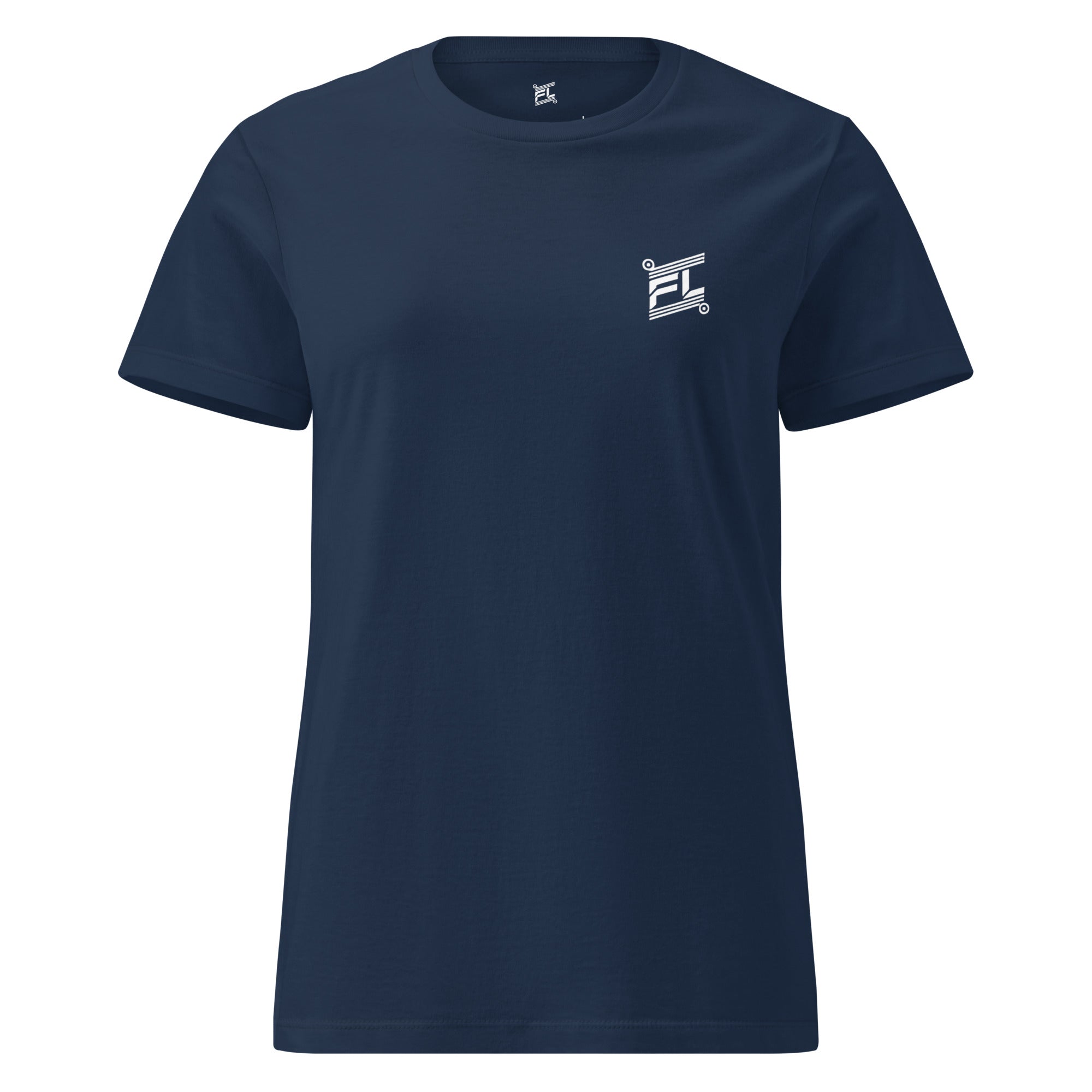 FL-FIT T-shirt femme Softstyle bleu marine, face avant, coupe ajustée légère, coton doux, intemporel
