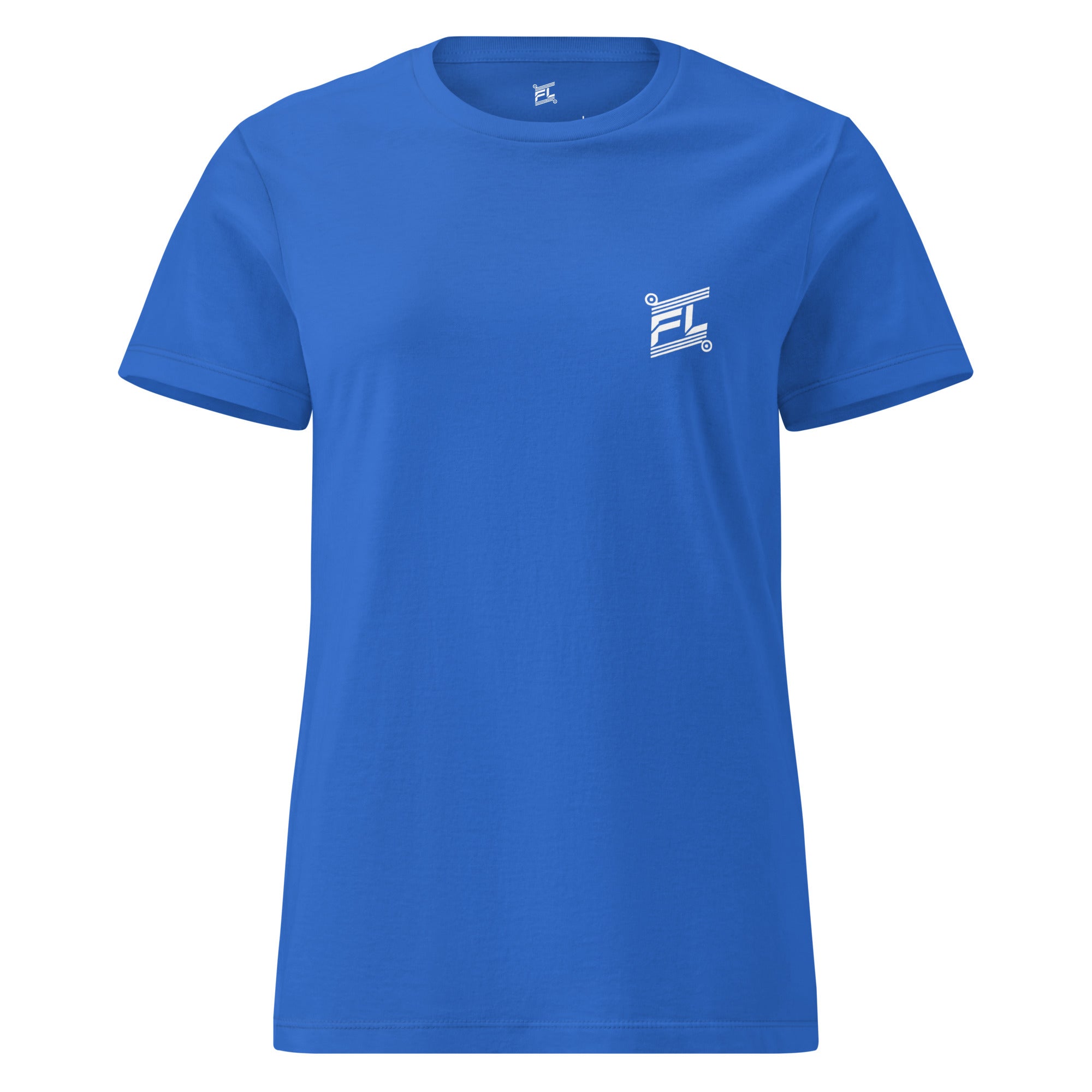 FL-FIT T-shirt femme Softstyle bleu royal, face avant, coupe ajustée légère, coton doux, dynamique
