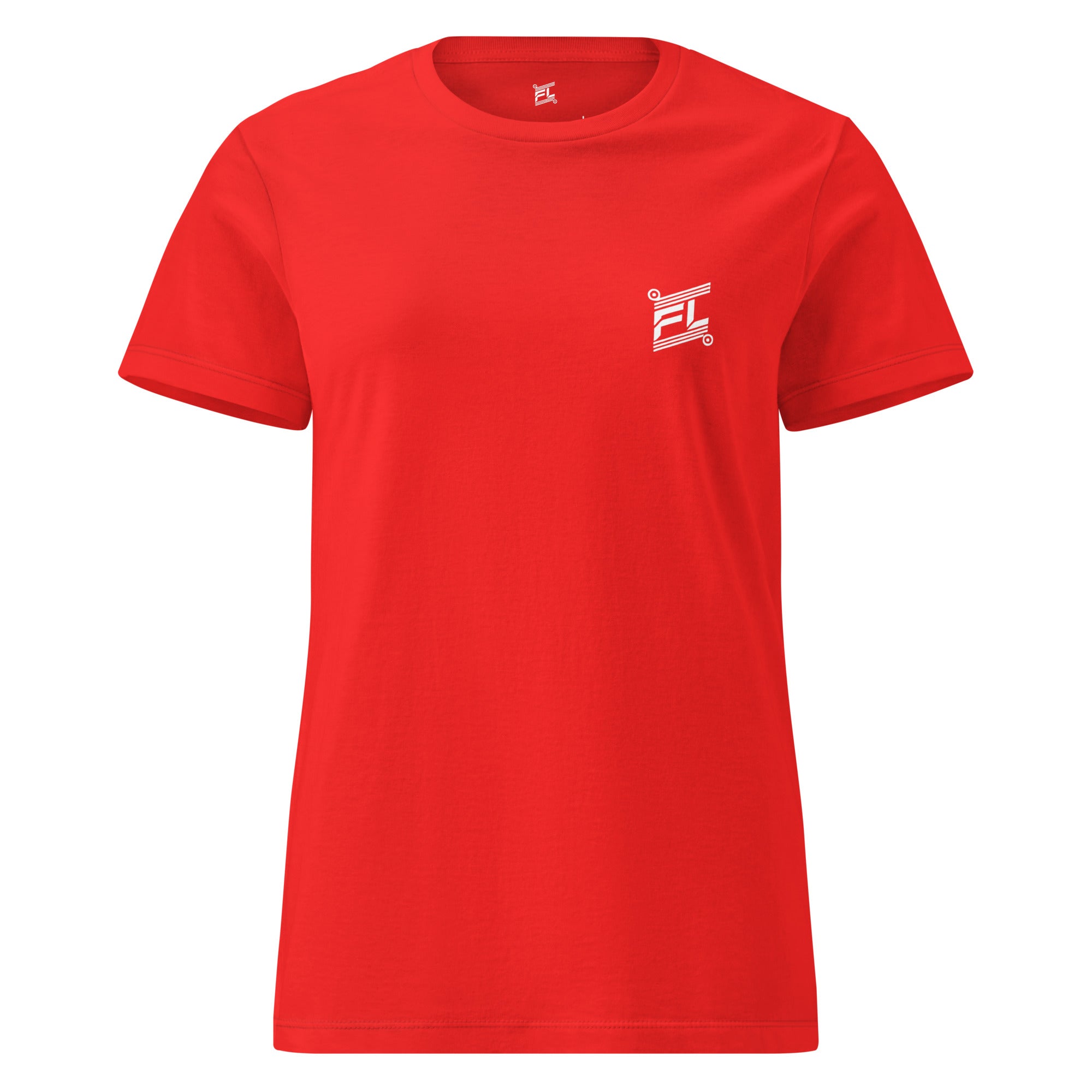 FL-FIT T-shirt femme Softstyle rouge, face avant, coupe ajustée légère, coton doux, intensité
