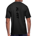 T-shirt respirant homme noir avec logo FL blanc imprimé poitrine, porté mannequin, col rond, manches courtes