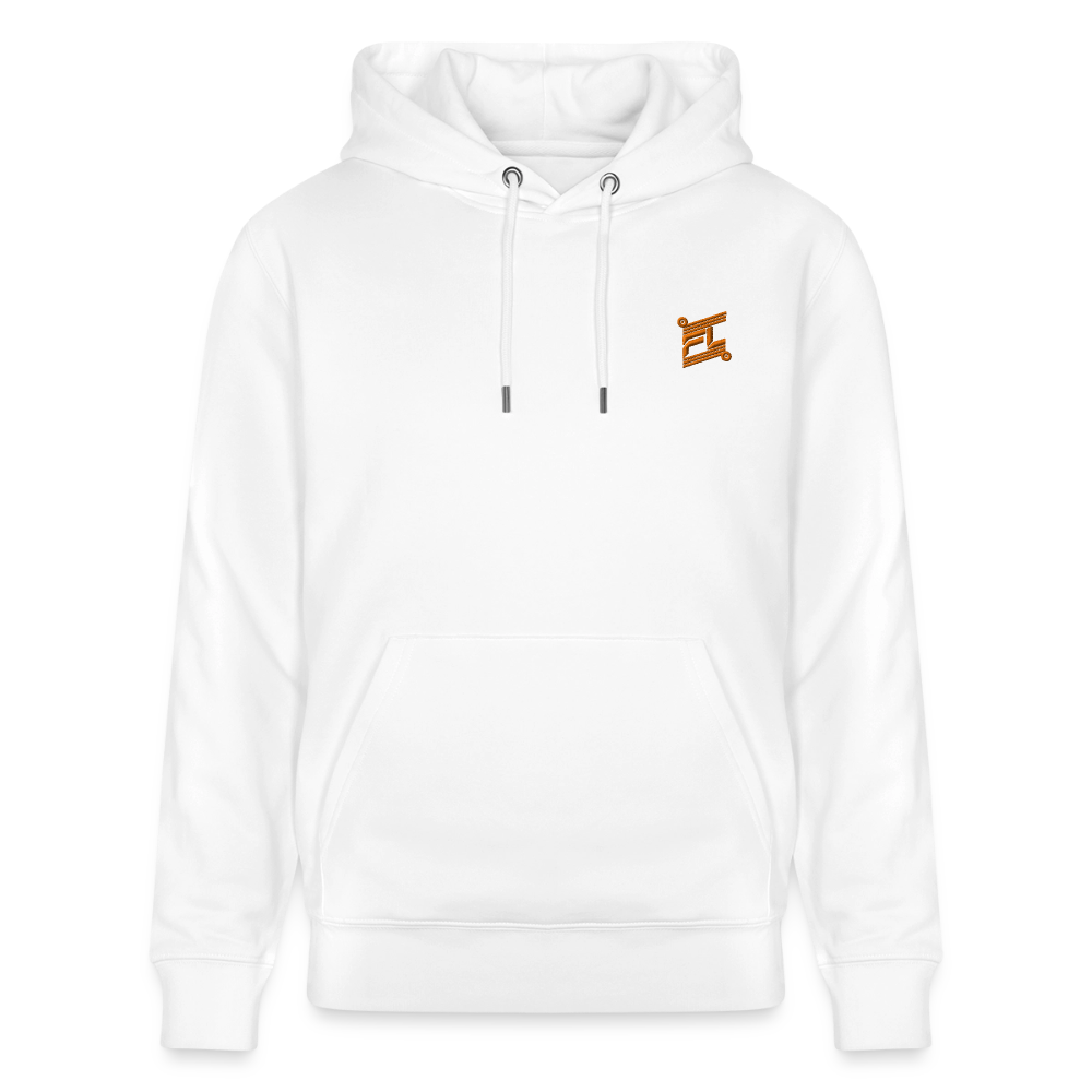 Hoodie unisexe face avant couleur blanc avec logo brodé orange 
