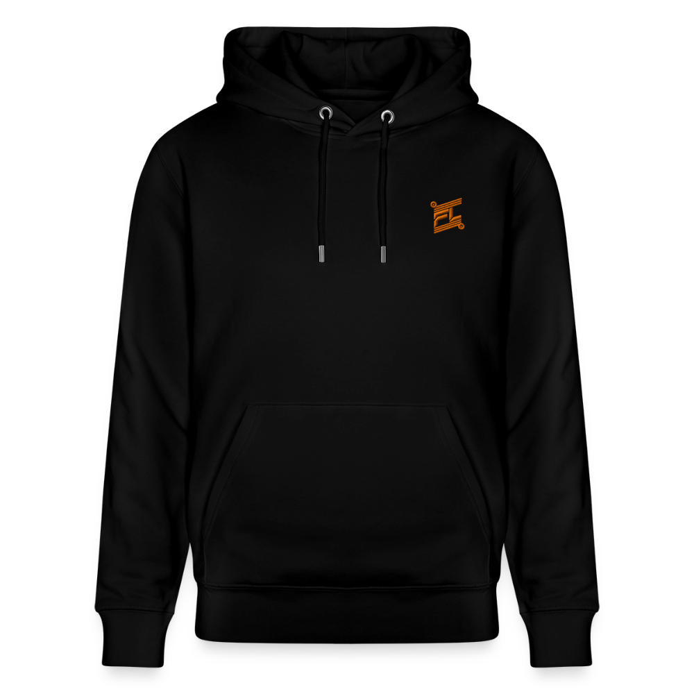 Hoodie unisexe face avant couleur noir avec logo brodé orange 