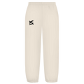 Vue de face du jogging oversize beige FL-FIT, coupe large lifestyle sport avec taille élastique confortable.