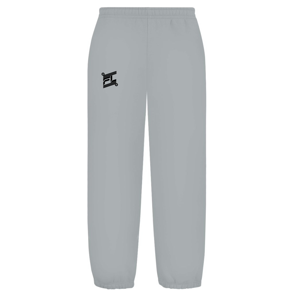 Vue de face du jogging oversize gris FL-FIT, coupe large lifestyle sport avec taille élastique confortable.