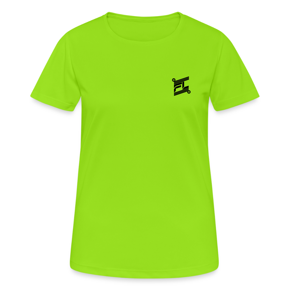 Face avant d'un t-shirt couleur vert néon avec logo FL en noir