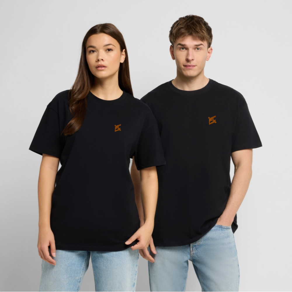 couple de jeune portant un T-shirt ICONIC oversize epais - noir de la marque FL-FIT 