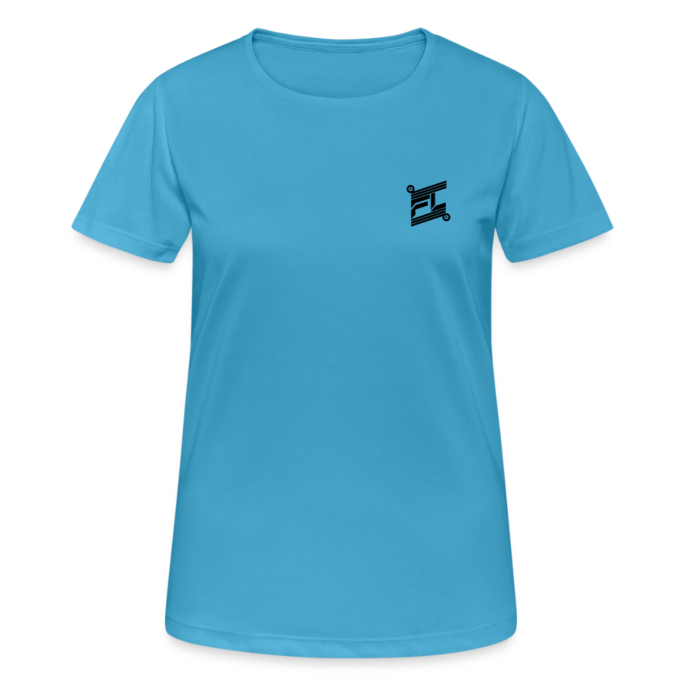 Face avant d'un t-shirt couleur bleu saphir avec logo FL en noir