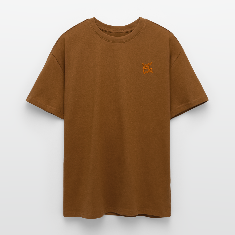 T-shirt ICONIC oversize epais - Caramel léger - avec logo brodé FL couleur orange