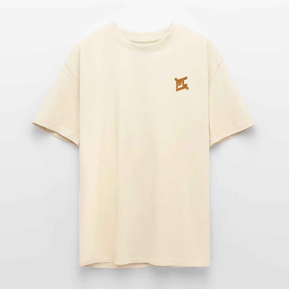 T-shirt ICONIC oversize epais - crème - avec logo brodé FL couleur orange
